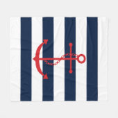 Roter Anker auf blauen Streifen Fleecedecke (Vorderseite (Horizontal))