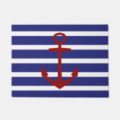 Roter Anker auf blauen und weißen nautischstreifen Fußmatte (Vorderseite)