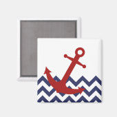 Roter Anker im Zickzack Ozean Magnet (Vorderseite/Rückseite)