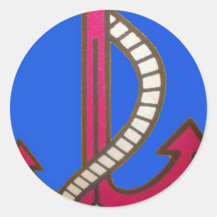 Roter Anker Kunstprint Runder Aufkleber