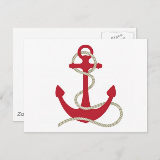 Roter Anker Postkarte (Vorne/Hinten)