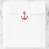Roter Anker Quadratischer Aufkleber (Tasche)