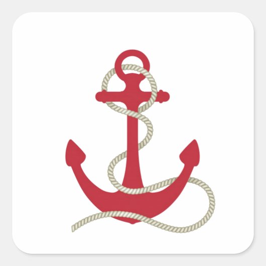 Roter Anker Quadratischer Aufkleber (Vorderseite)