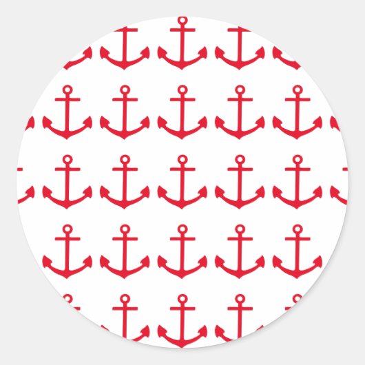 Roter Anker Runder Aufkleber (Vorderseite)