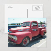 Roter antiker LKW Postkarte (Vorne/Hinten)