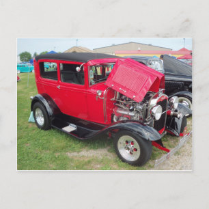 Roter antiker Wagen Postkarte