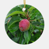 Roter Apfel auf Baum Keramik Ornament (Vorne)