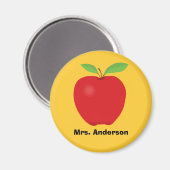 Roter Apfel auf gelbem Hintergrund und personalisi Magnet (Vorderseite/Rückseite)