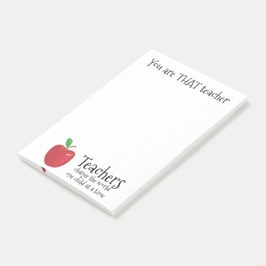 Roter Apfel des inspirierend Zitats der Lehrer Post-it Klebezettel (angewinkelt)