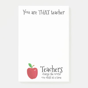 Roter Apfel des inspirierend Zitats der Lehrer Post-it Klebezettel