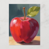 Roter Apfel | Frucht-Ölgemälde Postkarte (Vorderseite)