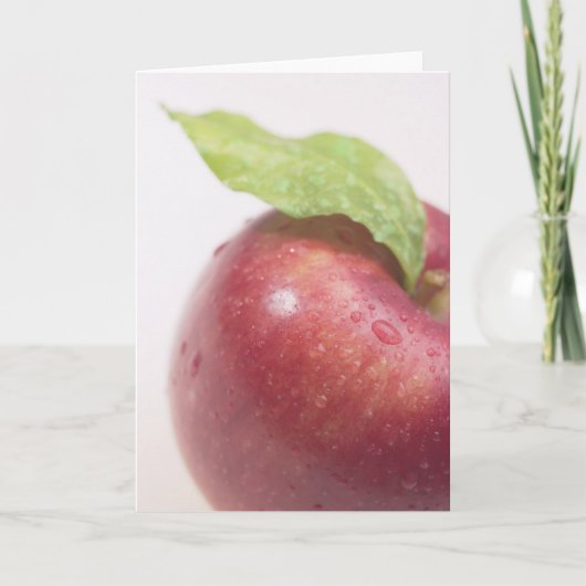 Roter Apfel Grüner Blatt Karte (Vorderseite)