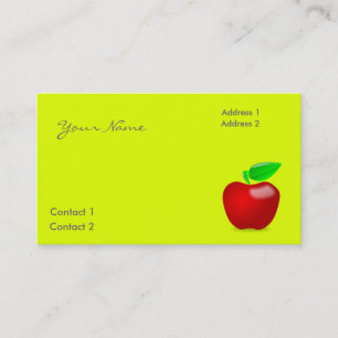 roter Apfel in fluoreszierendem Gelb Visitenkarte