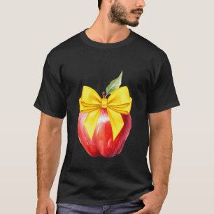 Roter Apfel mit gelber Koketten-Schleife Lehrer Zu T-Shirt