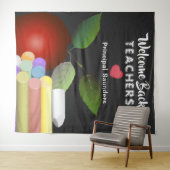 Roter Apfel und Chalk | Lehrerbewertung Wandteppich (Beispiel (Horizontal))