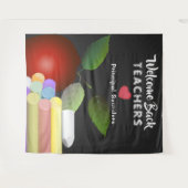 Roter Apfel und Chalk | Lehrerbewertung Wandteppich (Vorderseite (Horizontal))