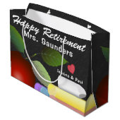 Roter Apfel und Chalk | Lehrerrente Große Geschenktüte (Rückseite Schrägansicht)