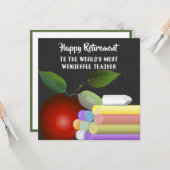 Roter Apfel und Chalk | Lehrerrente Karte (Vorderseite/Rückseite Beispiel)