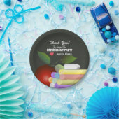 Roter Apfel und Chalk | Nachwuchslehrer Pappteller (Party)