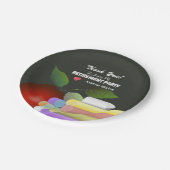 Roter Apfel und Chalk | Nachwuchslehrer Pappteller (Schrägansicht)