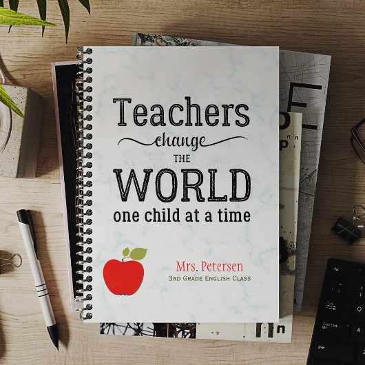 Roter Apfelgoldzettel - stylischer Marmorlehrer Planer