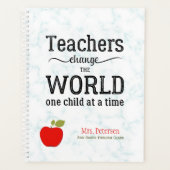 Roter Apfelgoldzettel - stylischer Marmorlehrer Planer (Vorderseite)