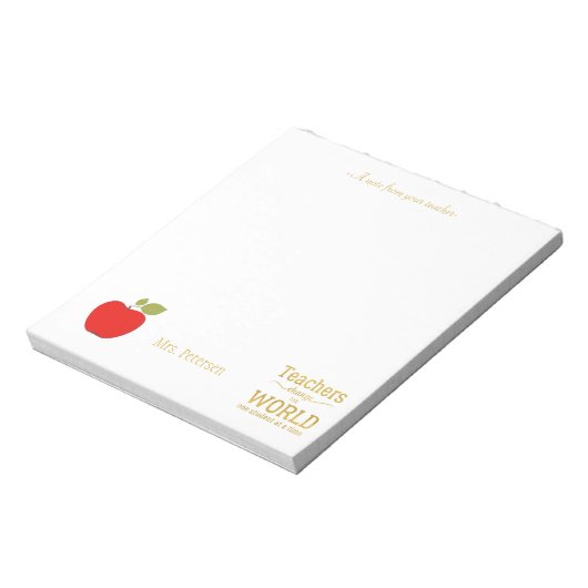 Roter Apfelgoldzitat und Ihr Lehrer Notizblock (Rotiert)