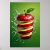 Roter Apple mit Wasserfall Digitale Kunst Poster (Vorne)