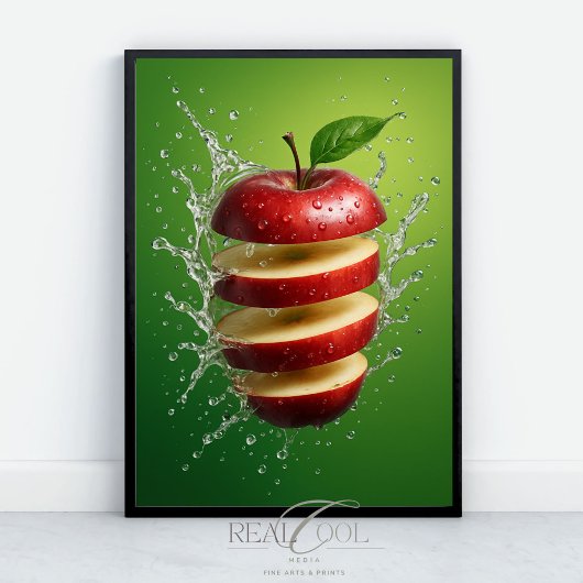 Roter Apple mit Wasserfall Digitale Kunst Poster
