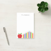 Roter Apple und farbiger Bleistift-Lehrer Post-it Klebezettel (Büro)