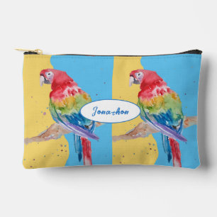 Roter Ara Papagei Aquarell Papageien Jungen Name Zubehörtasche