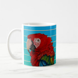 Roter Ara Papagei Gouache Malerei Kaffeetasse