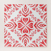 Roter Arabeske Wasserfarbe: Ziermuster. Puzzle (Vertikal)