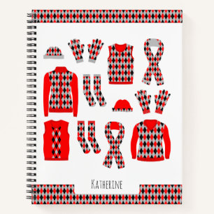 Roter Argyle-Muster-Artikel-Notizbuch Notizblock