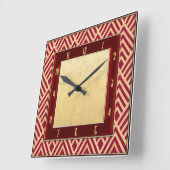 Roter Art-Deco-Stil Quadratische Wanduhr (Winkel)