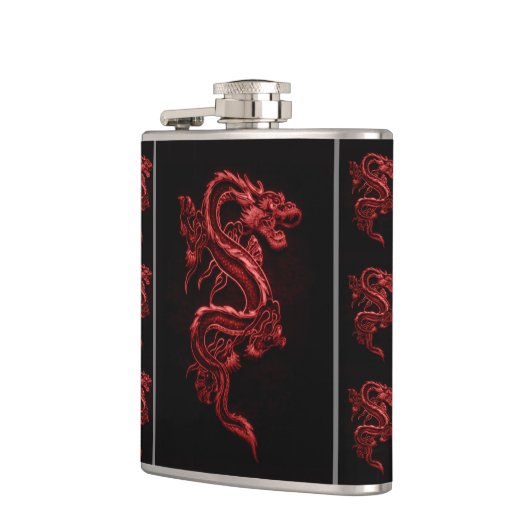 Roter asiatischer Drache Flachmann (Links)