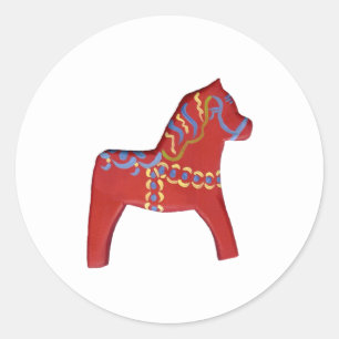 Roter Aufkleber Dala Pferd#1