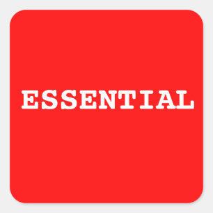 Roter Aufkleber, der das Wesentliche sagt Quadratischer Aufkleber