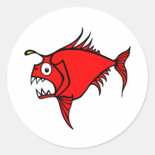 Roter Aufkleber für Mad Fish