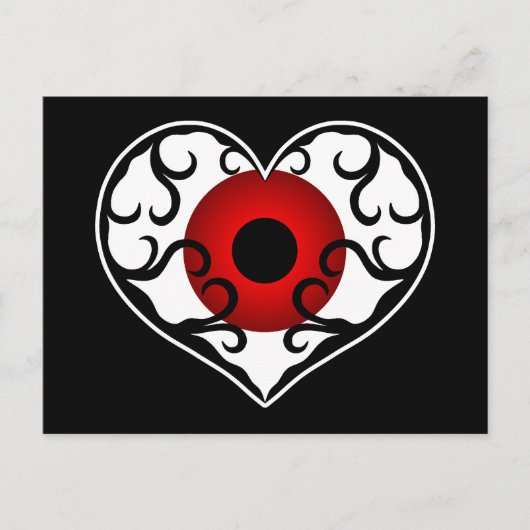 Roter Augapfel im Herzen Postkarte (Vorderseite)