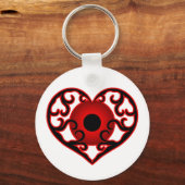 Roter Augapfel im Herzen Schlüsselanhänger (Vorderseite)