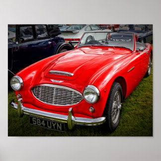 Roter Austin Healey 3000 klassischer Sportwagen Poster