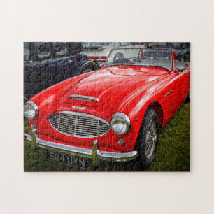 Roter Austin Healey 3000 klassischer Sportwagen Puzzle