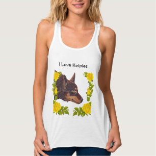 Roter Australischer Kelpie auf Gelben Rosen Tank Top