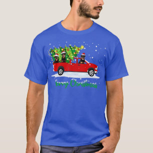 Roter Auto LKW Weihnachtsbaum Lustiger Santa Xmas T-Shirt