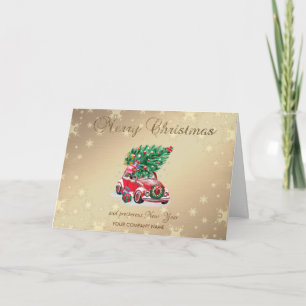 Roter Auto Tannenbaum Geschenk Frohe Weihnachtsgrü Feiertagskarte