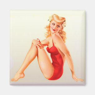 Roter Badeanzug Blonde Vixen Pinup Magnet