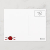 Roter Ball aus Garnen und Häkelhaken (roter Hinter Postkarte (Rückseite)