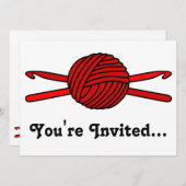 Roter Ball der Garn-u. Häkelarbeit-Haken Einladung (Vorne/Hinten)