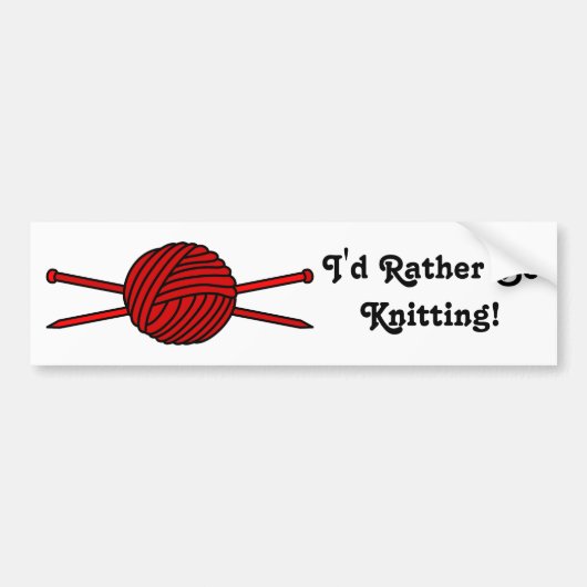 Roter Ball des Garns u. der Stricknadeln Autoaufkleber (Vorne)